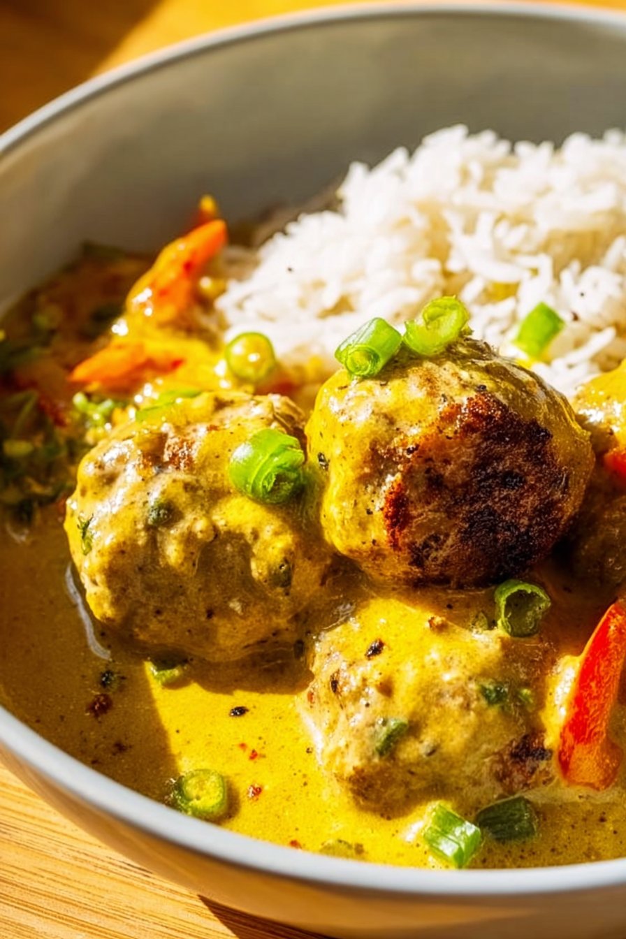 Jerk Meatballs in Coconut Curry Sauce