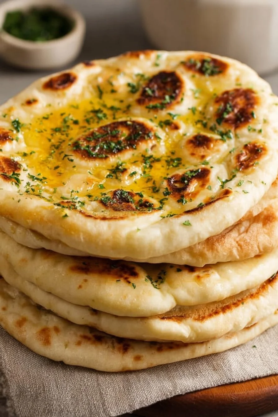 Cottage cheese garlic naan, high protein and yeast-free recipe