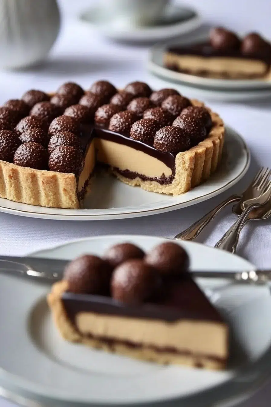 Delicious dark chocolate pumpkin tart dessert