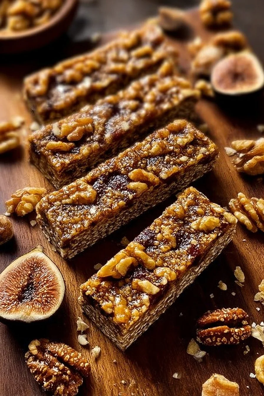 Delicious Fig and Walnut Bars ready to enjoy as a healthy snack