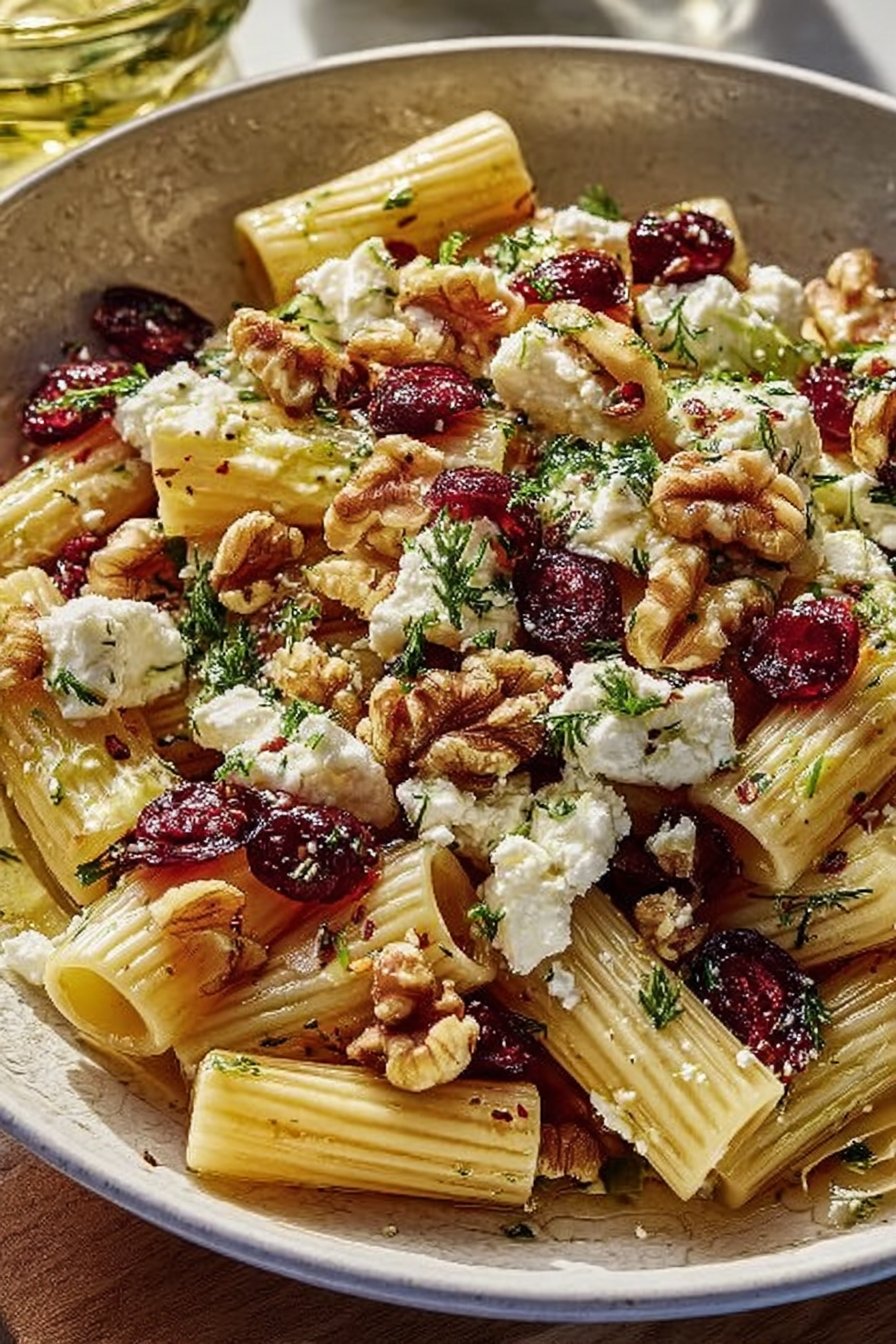 Rigatoni Salad with Feta and Cranberries