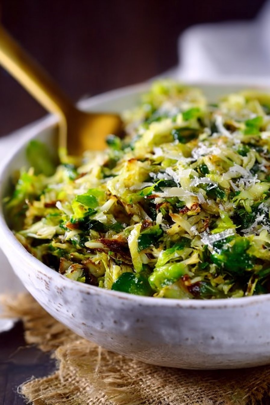Sautéed Shredded Brussels Sprouts with Parmesan