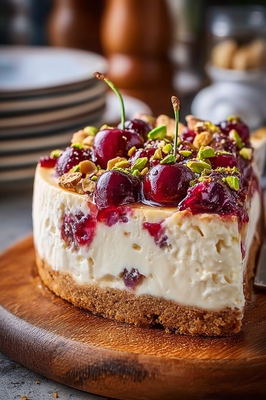 Cherry Pistachio Cheesecake