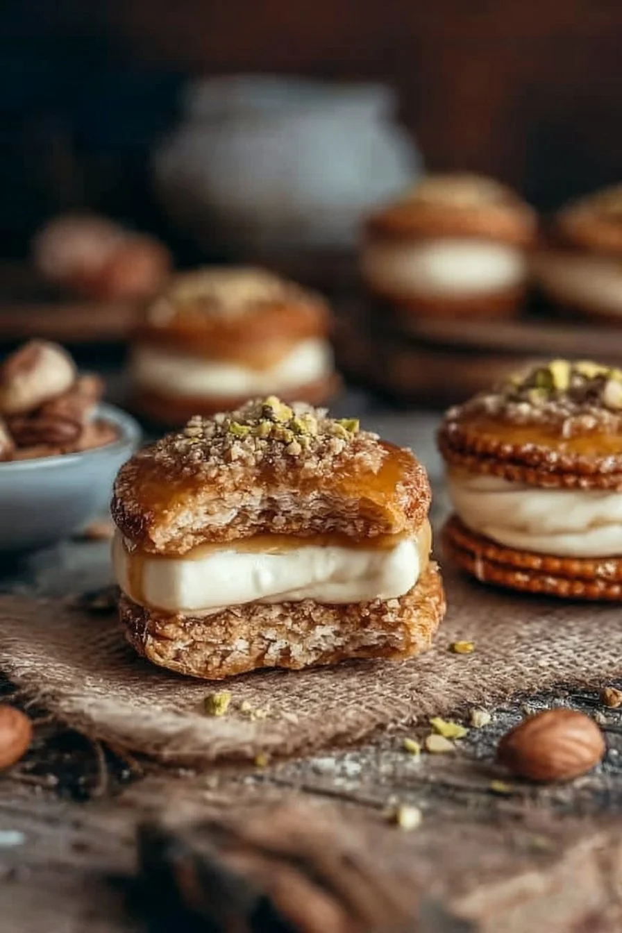 Baklava Cream Sandwich Cookies - Sweet and Nutty Treats
