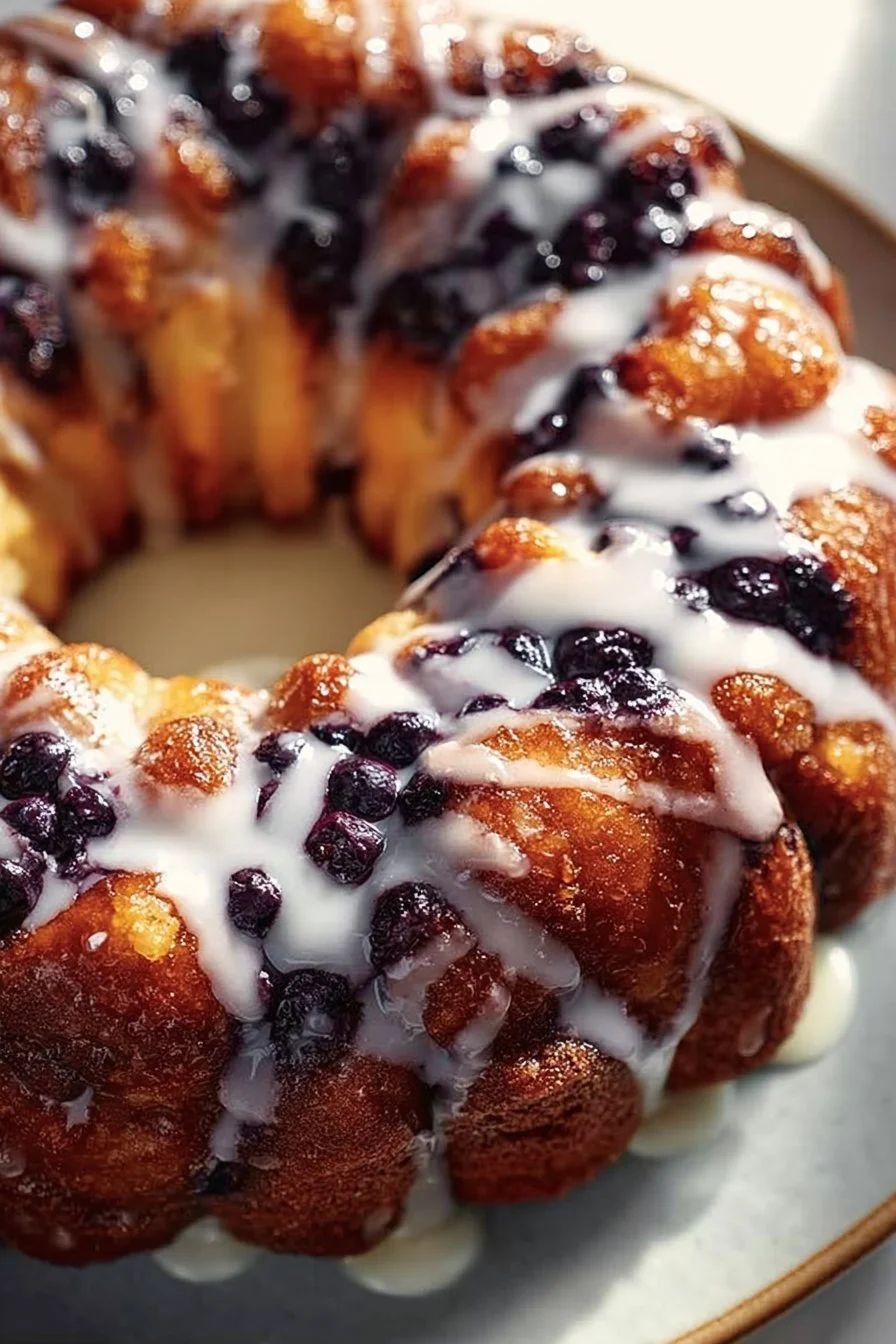 Delicious blueberry monkey bread freshly baked and served on a plate