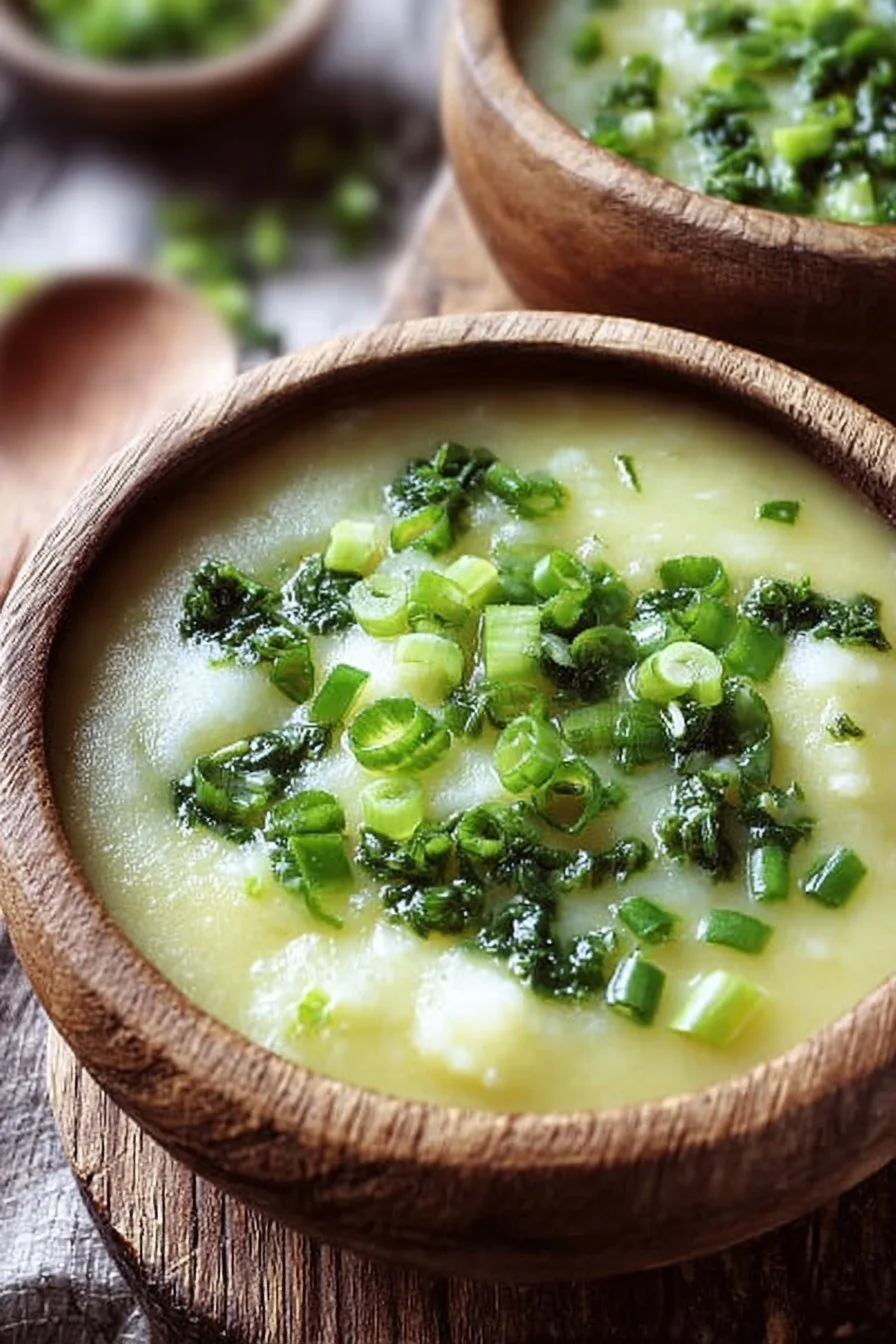 Bowl of creamy Colcannon Soup with potatoes and cabbage