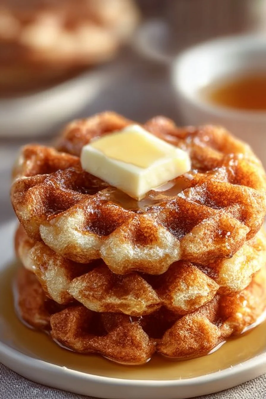 Delicious French Toast Chaffle served with syrup and berries