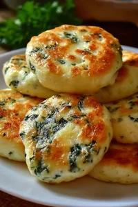 Delicious spinach cottage cheese flagels served on a plate