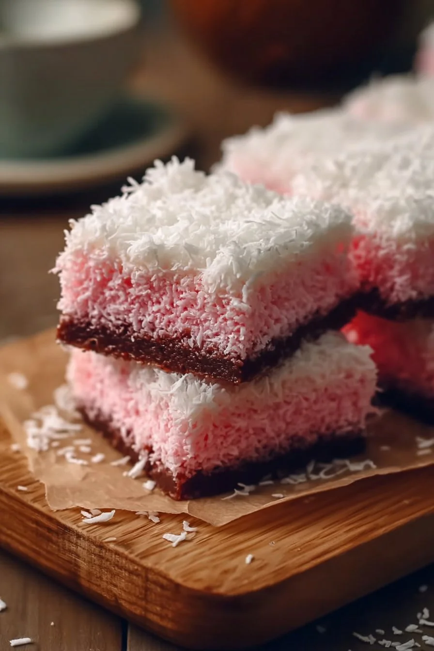 Pink Coconut Snowball Cake Bars