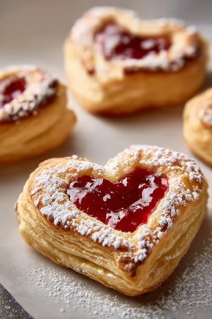 Delicious puff pastry hearts ready to impress your guests