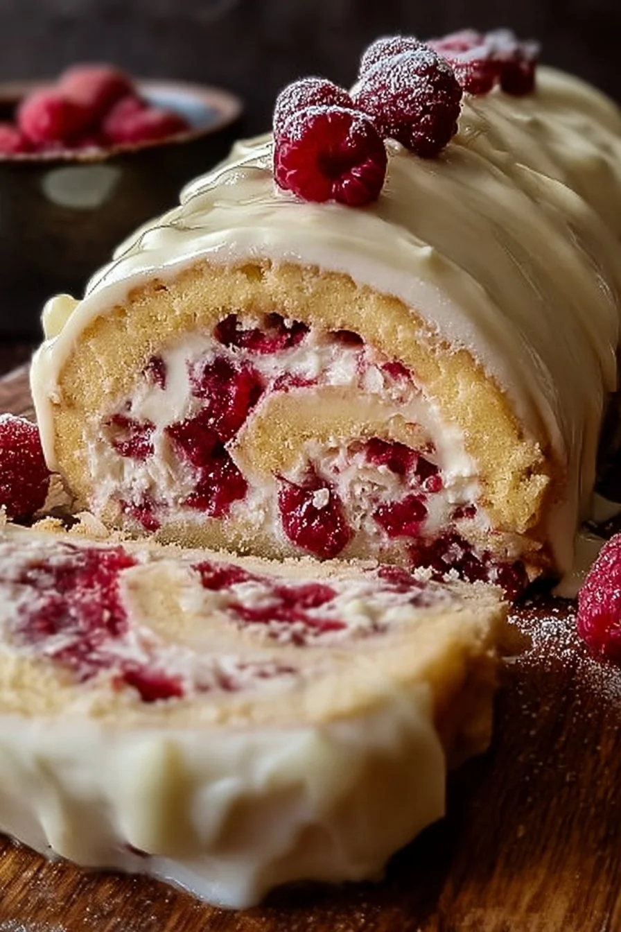 Raspberry White Chocolate Cake Roll