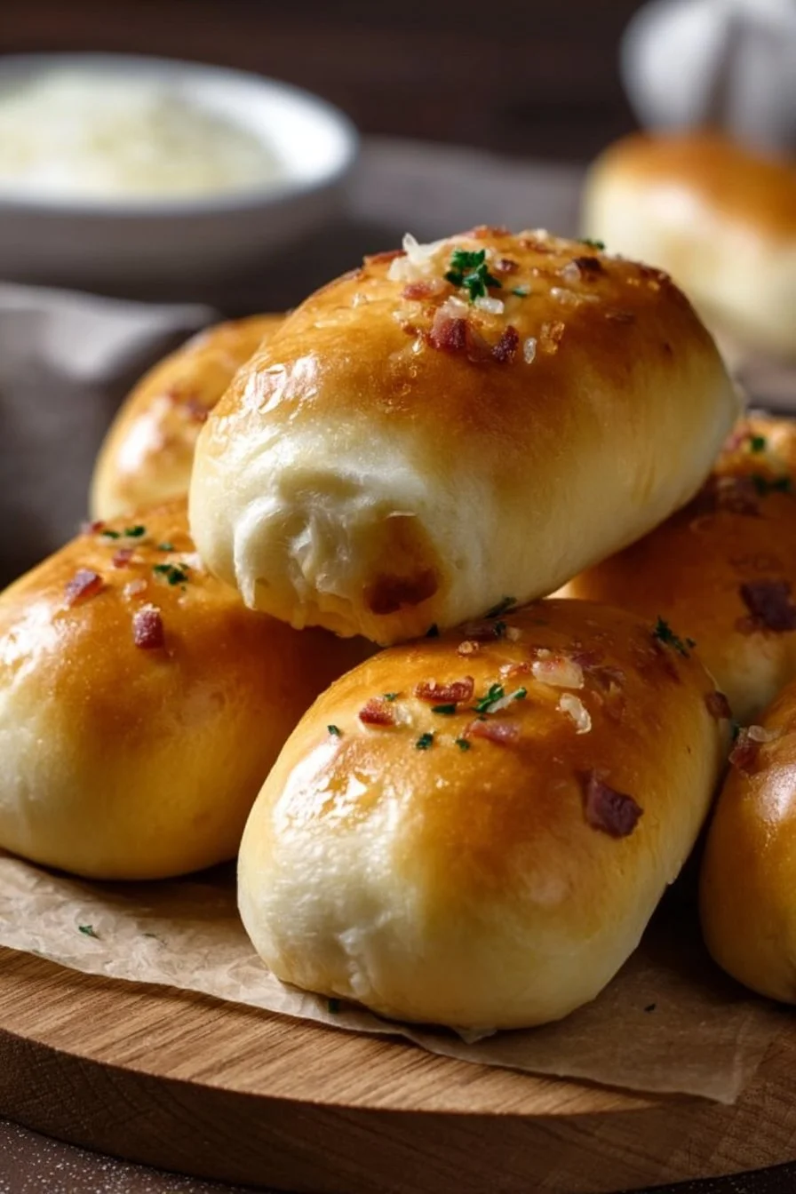 Soft Sour Cream Buns with Cabbage, Bacon, and Onion