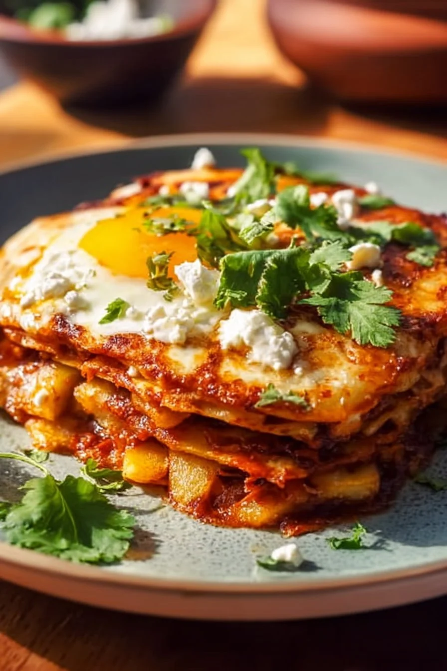 Stacked Potato and Chorizo Enchiladas