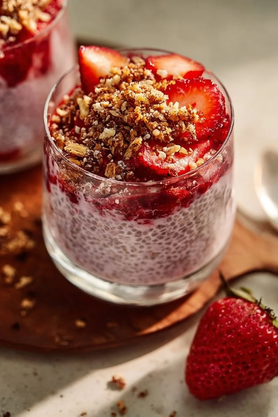 Strawberry Crumble Chia Pudding