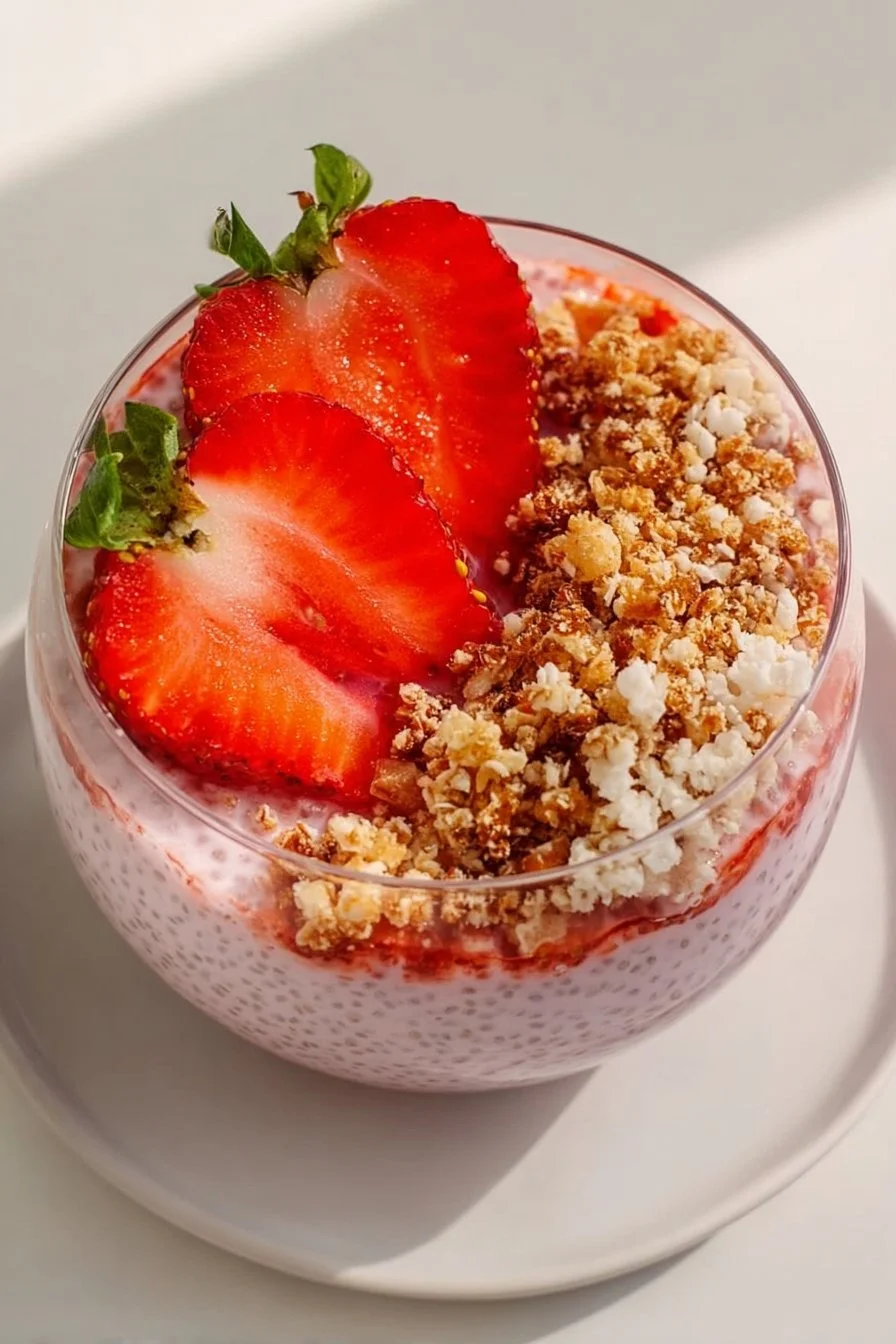 Strawberry Crumble Chia Pudding