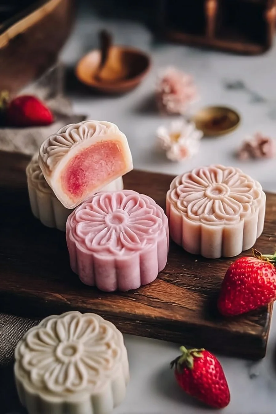 Strawberry Snow Skin Mooncakes