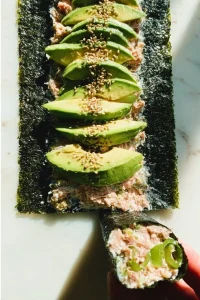 Paleo-friendly tuna salad nori wraps made with fresh ingredients