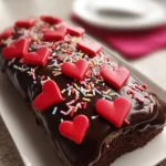 Valentine's rectangle cake decorated with hearts and flowers for a romantic celebration