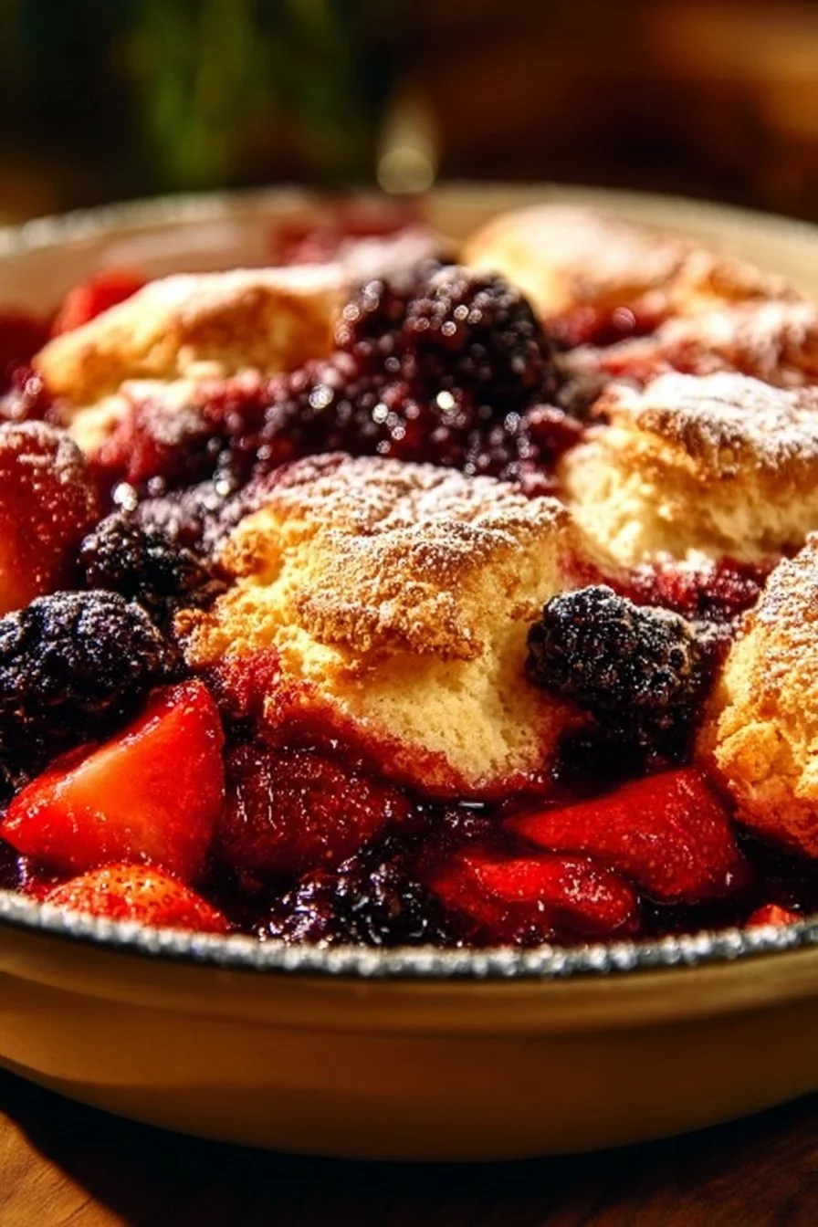 Valentine’s Sweetheart Berry Cobbler with Heart Biscuits