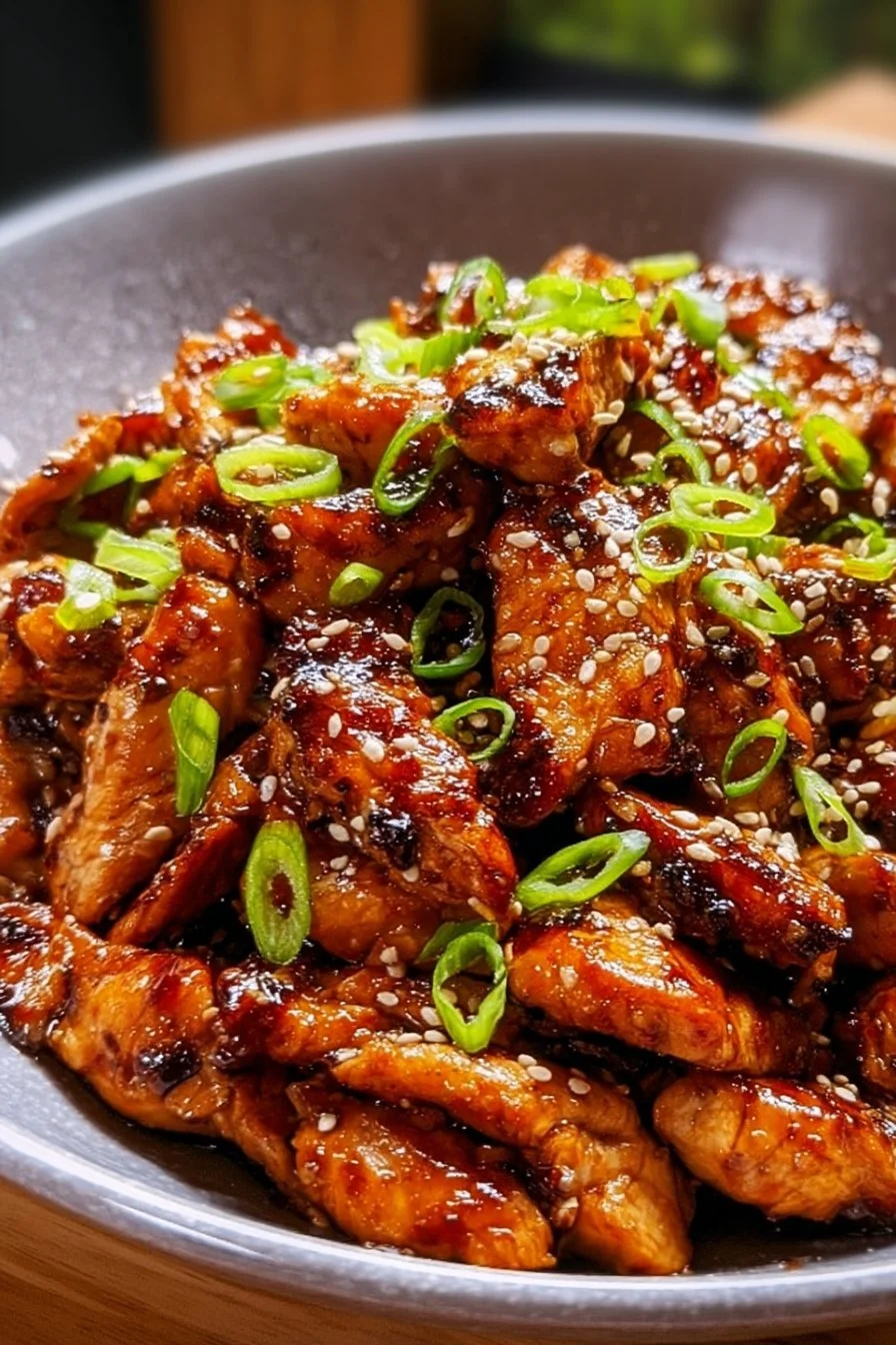 Delicious chicken bulgogi served with rice and vegetables on a plate.