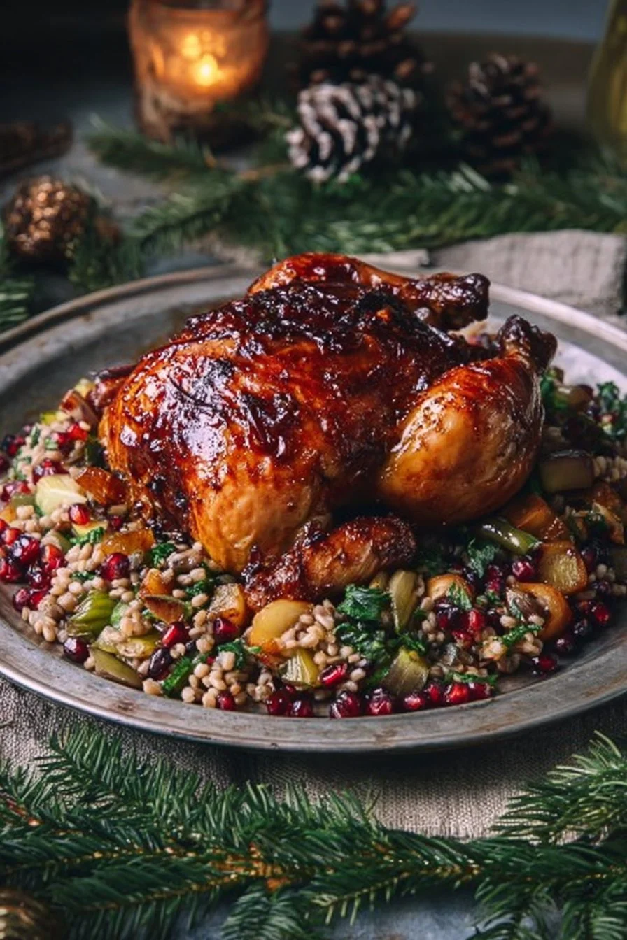 Fig Glazed Cornish Hens with Barley Stuffing