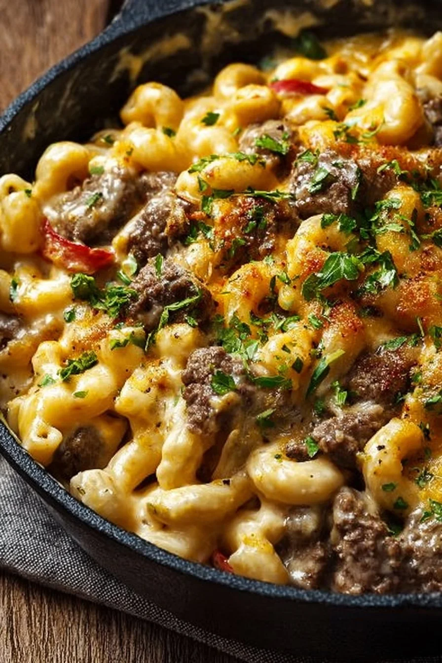 High-Protein Creamy Philly Cheesesteak Mac & Cheese Bliss