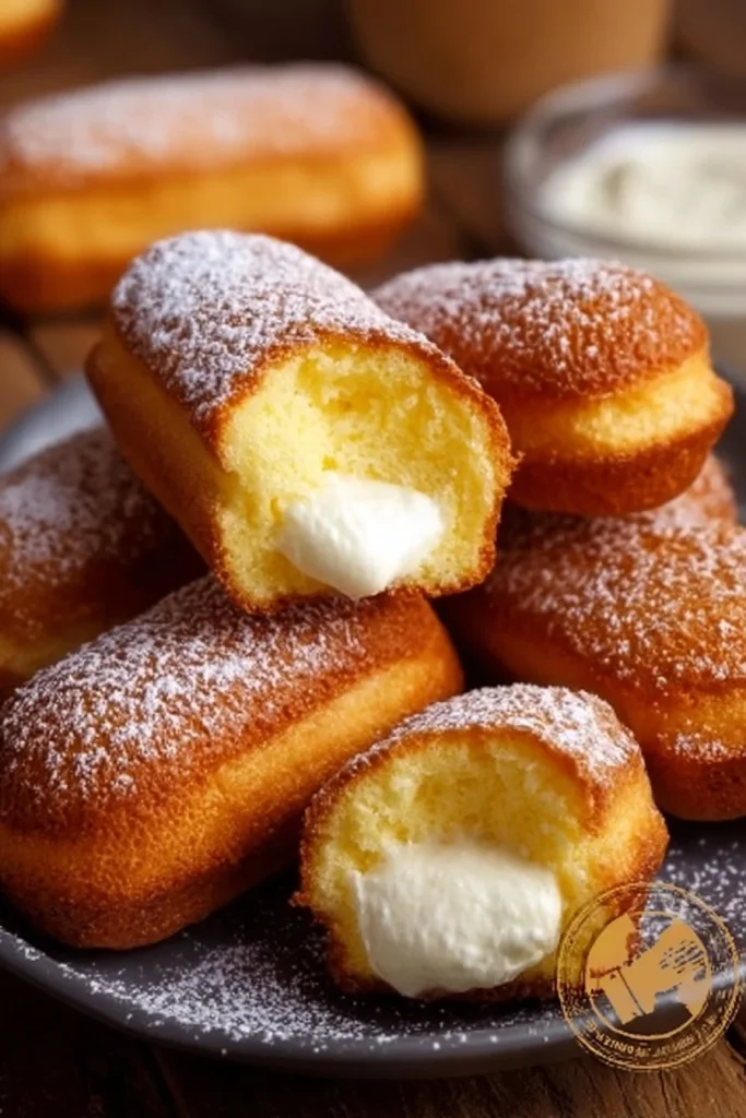 Delicious homemade Twinkies filled with creamy filling on a plate.