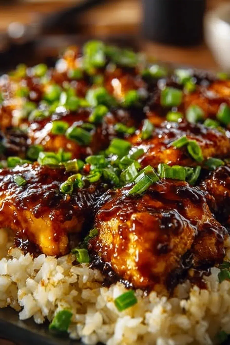 Plate of Honey BBQ Chicken garnished with herbs and served with sides