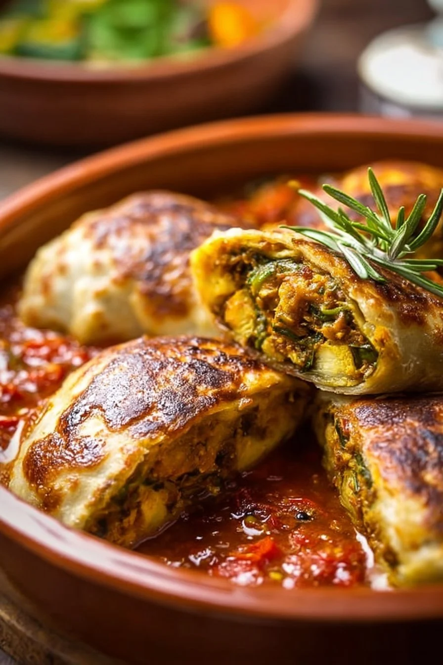Moroccan Chicken-Stuffed Flatbread