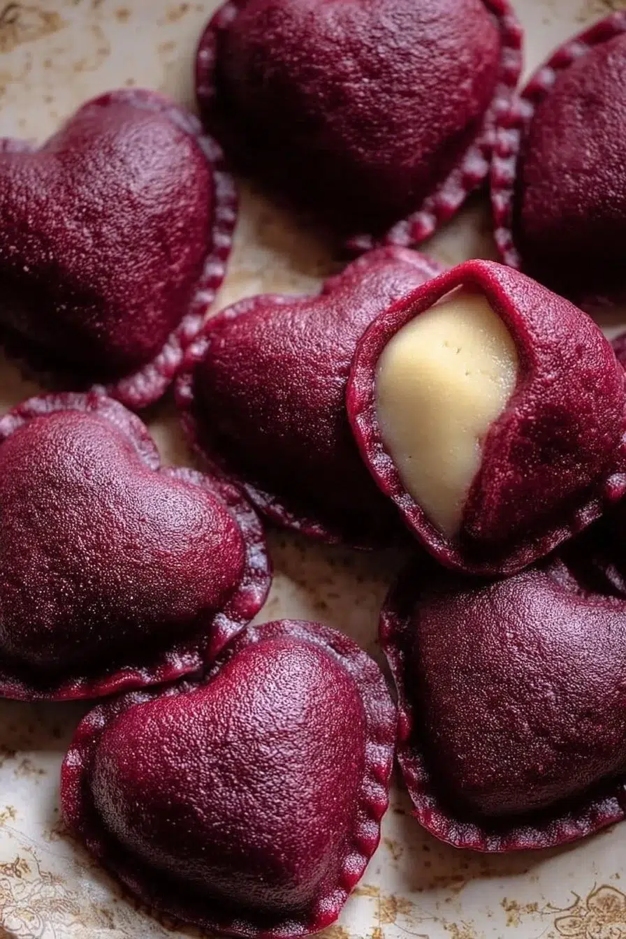 Red Beet Ravioli Hearts